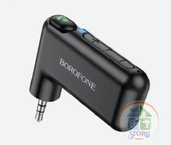 Bluetooth адаптер Borofone BC35 Wideway car AUX BT ресивер автомобильный USB AUX с микрофоном, чёрный