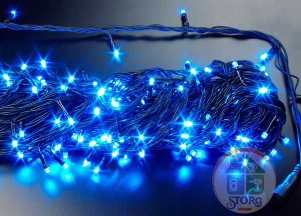 Гирлянда уличная светодиодная S-torg 400LED +/- 25м ( синий ) черный провод