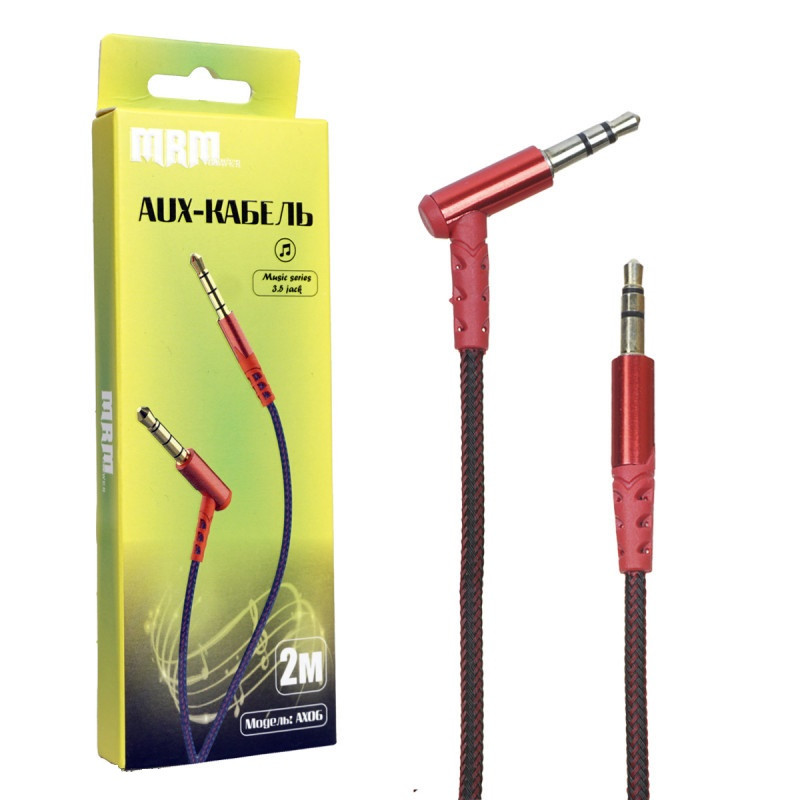 AUX Кабель MRM AX06 угловой 2000mm (red)