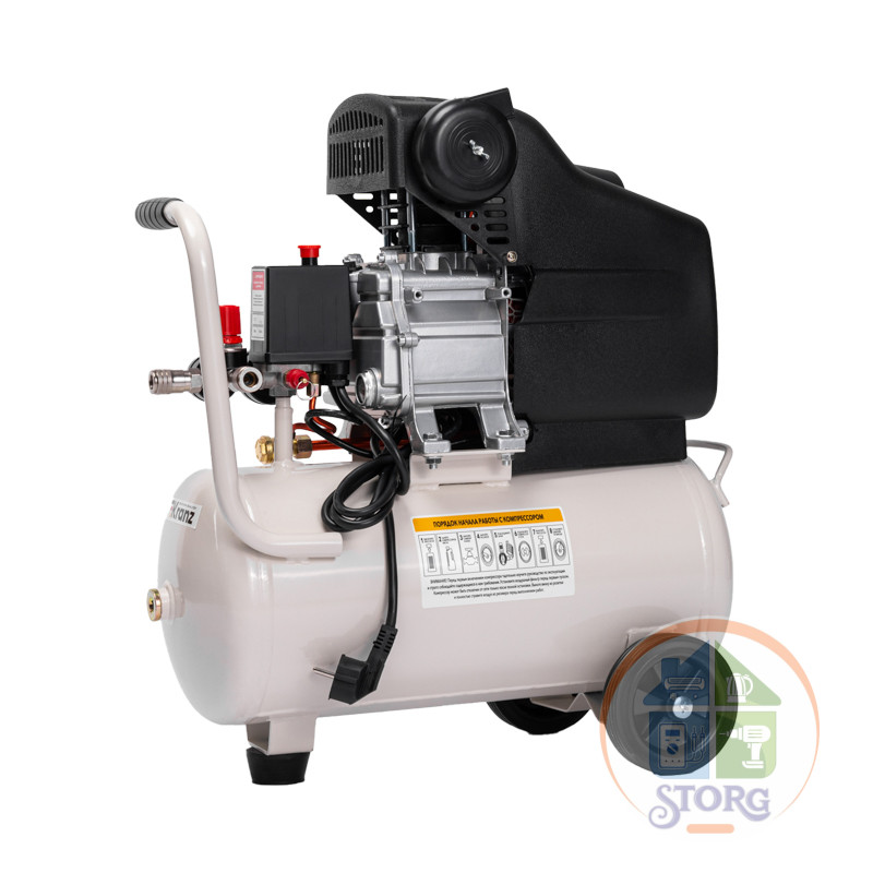 Компрессор воздушный KR-1500/24, 1500Вт, 230 л/мин, 24л KRANZ