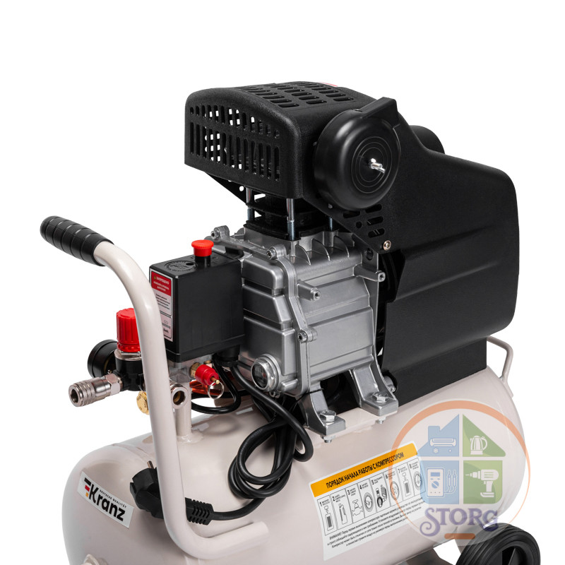 Компрессор воздушный KR-1500/24, 1500Вт, 230 л/мин, 24л KRANZ
