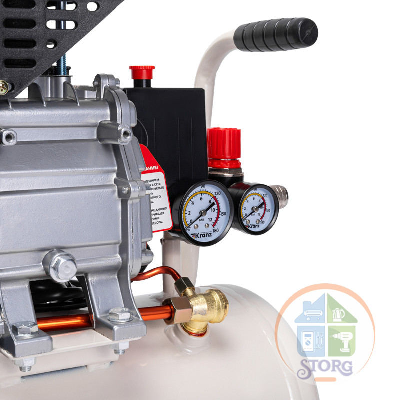 Компрессор воздушный KR-1500/24, 1500Вт, 230 л/мин, 24л KRANZ