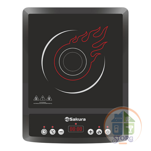 Плитка индукционная SAKURA SA-7152RF, 2000Вт, 1-конф, 7 режимов, таймер, отсрочка старта