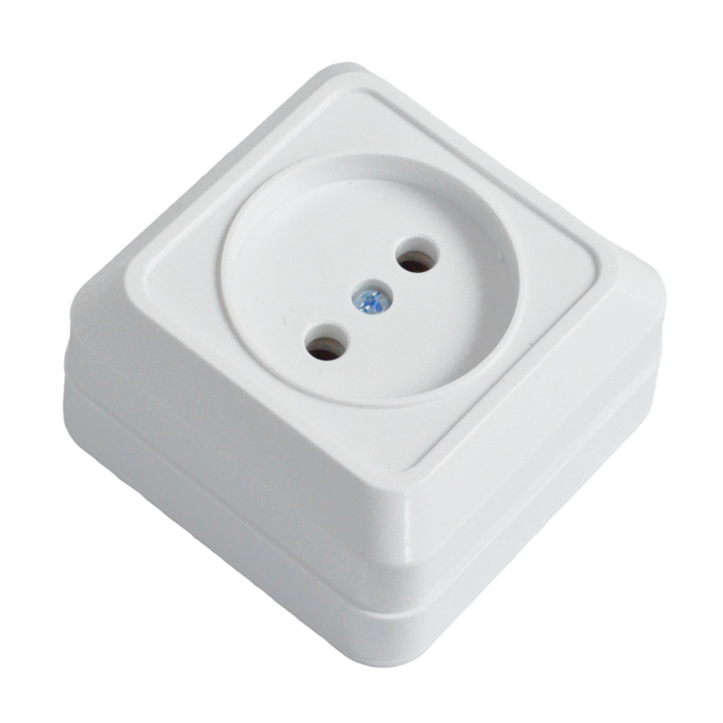 Розетка электрическая SPARTUM YK1805 одинарная наружная керамика 250V/10A, Белый (10шт)