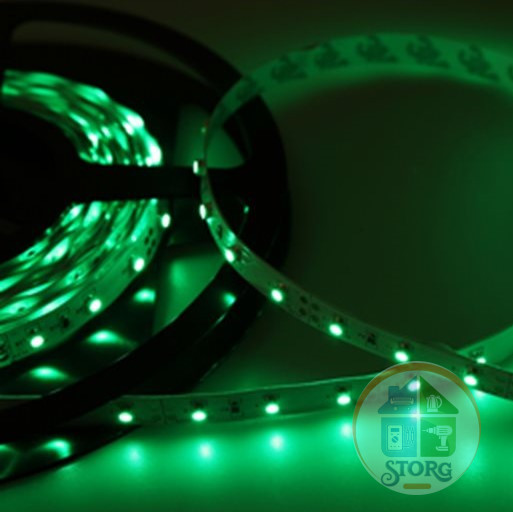 Светодиодная лента LED, открытая, 8мм, IP23, SMD 3528, 60 LED/m, 12V, зеленая