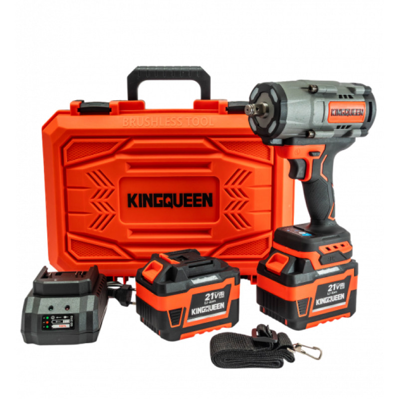 Гайковерт бесщеточный KINGQUEEN 2 АКБ 21В, 1/2, 1000N/m, KQ-288