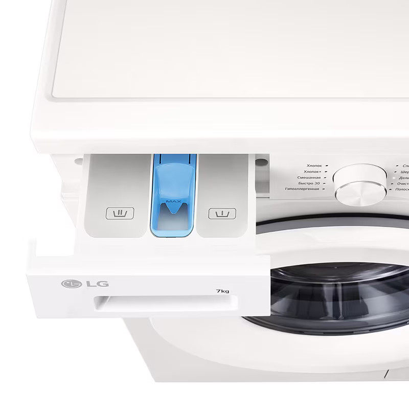 Стиральная машина LG F2Y1HS3W, 7кг, инверт. мотор с прямым приводом, пар Steam™, Белый, 60x85x44