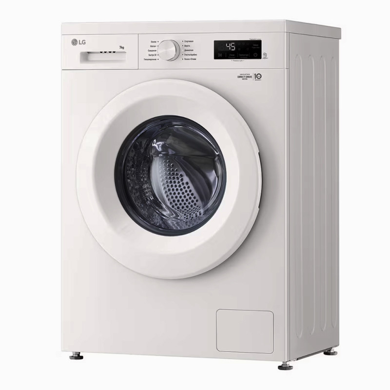 Стиральная машина LG F2Y1HS3W, 7кг, инверт. мотор с прямым приводом, пар Steam™, Белый, 60x85x44