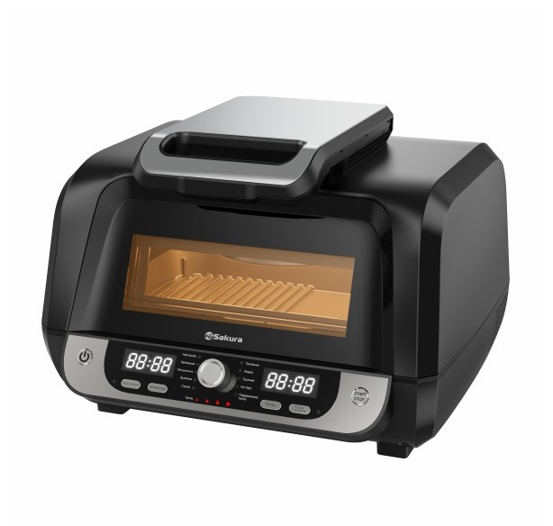 Аэрогриль SAKURA SA-7683BK Premium 2в1, Черный, 10л, 1750Вт,сенсор, 12реж, 124ч таймер