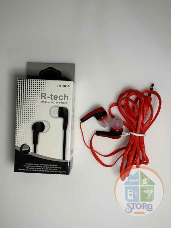 Вакуумные внутриканальные наушники R-Tech RT-904 (Красный)