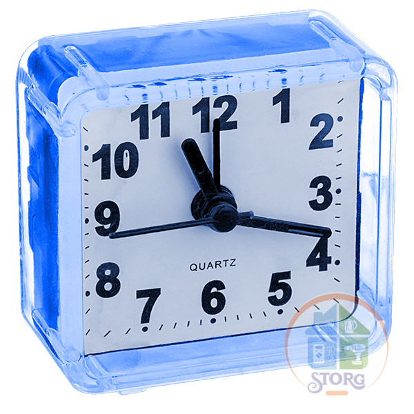 Часы-будильник Perfeo Quartz "PF-TC-001", квадратные 5,5х5,5 см, синие