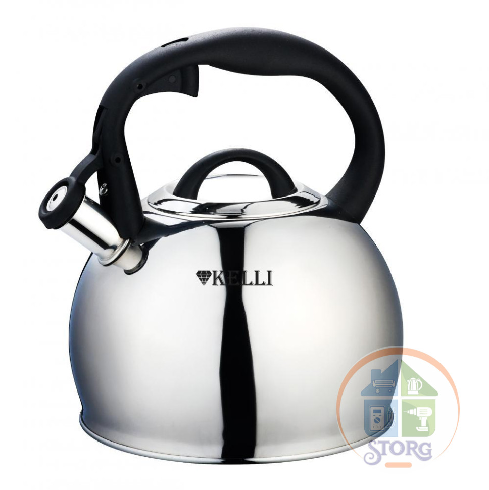 Чайник металлический KELLI KL-4566 (Объем 2л; Высококачественная нержавеющая сталь;Свисток)