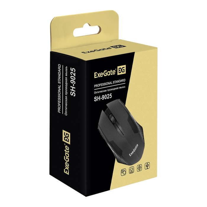 Мышь проводная ExeGate Professional Standard SH-9025, Черный, 1000 dpi, USB, кнопки - 3