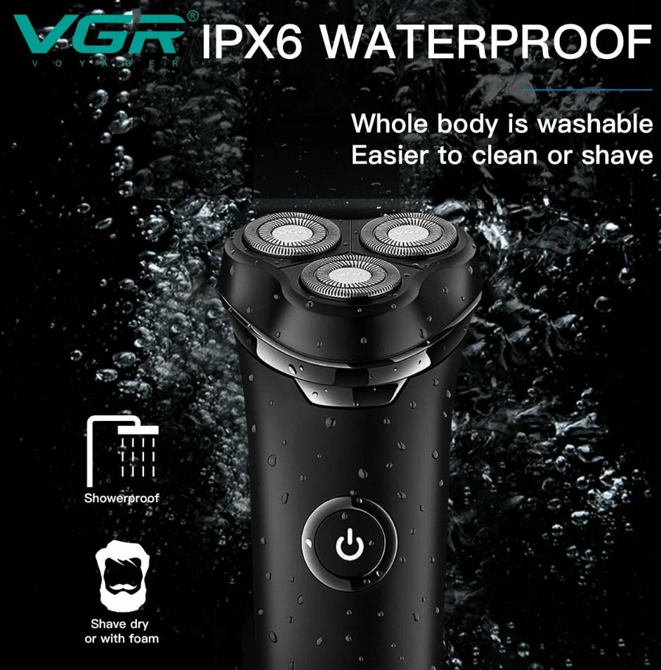Электробритва VGR V-319 Professional Влажное,сухое бритье; АКБ 90мин, влагозащита IPX6