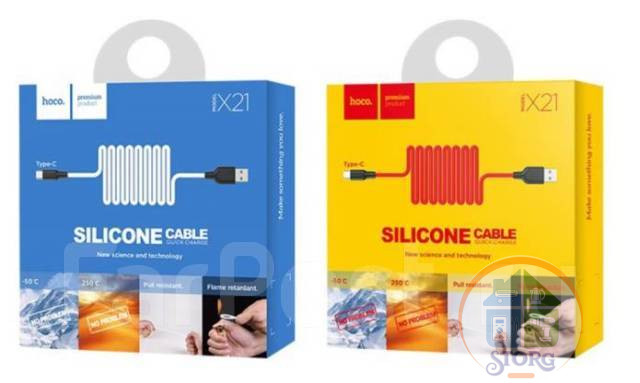 Кабель USB Hoco X21 Silicone charging cable Micro USB (black - white)
