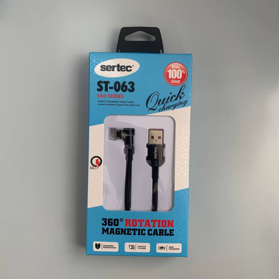 USB Кабель SerteC ST-063 lighting магнитный (черный) 1м
