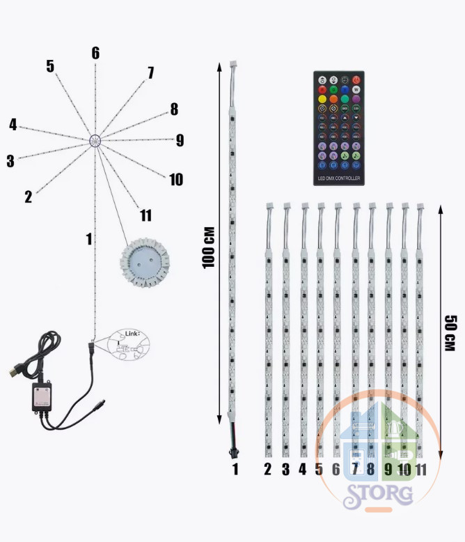 Светодиодная RGB лента USB -5V BT/APP/MUSIC/ПДУ (фейерверк)
