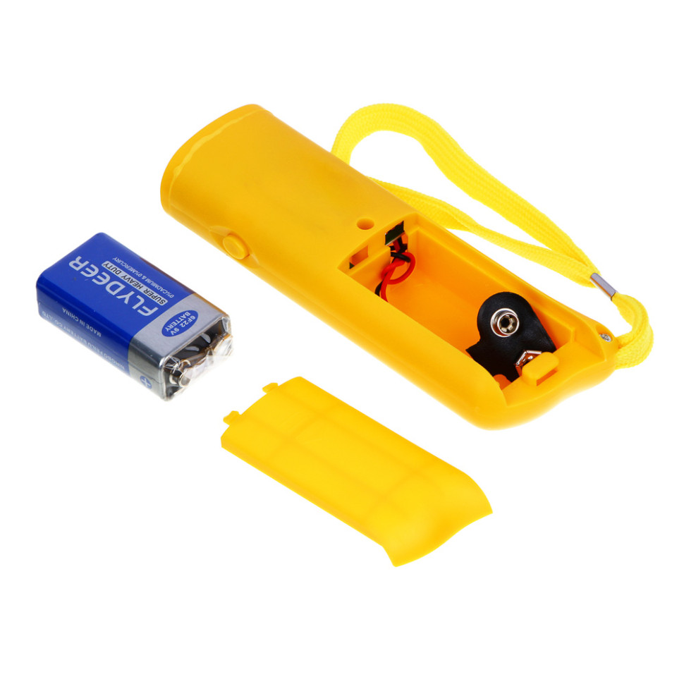 Отпугиватель собак ультразвуковой с фонарем INBLOOM, радиус 10м, 13х4х2.5см, 1х9В, в компл