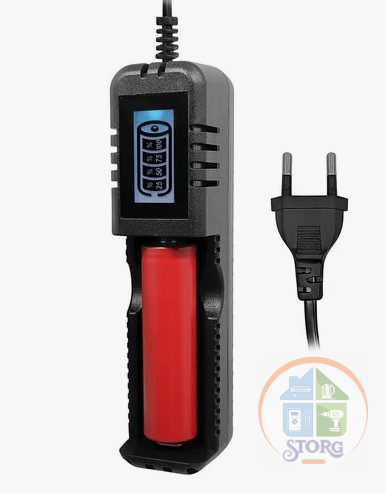 Зарядное устройство HD-8990B  для 1 аккумулятора 18650 с дисплеем, шнур micro USB