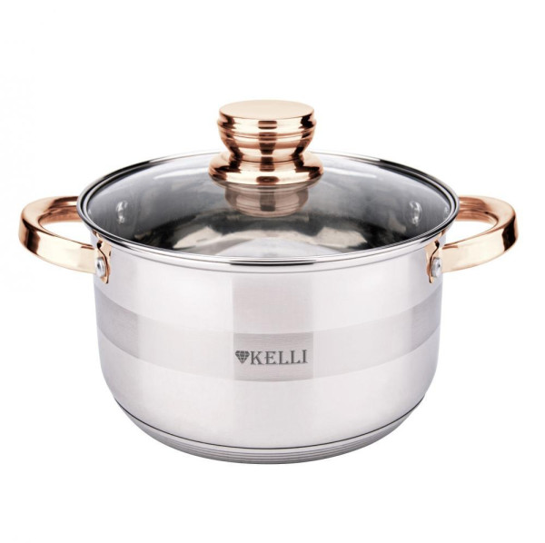 Кастрюля из нержавеющей стали KELLI KL-4740-18 объем 2,8л