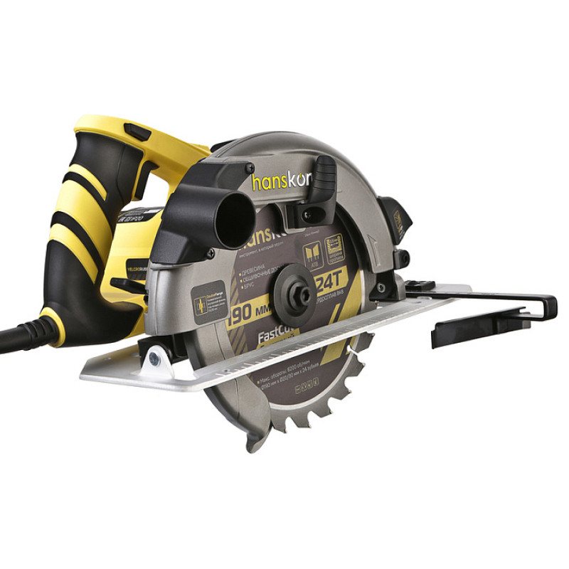 Пила дисковая циркулярная Hanskonner HCS50190, 1800Вт, ТПД 190х20мм, 65мм, константная эл-ка, LED