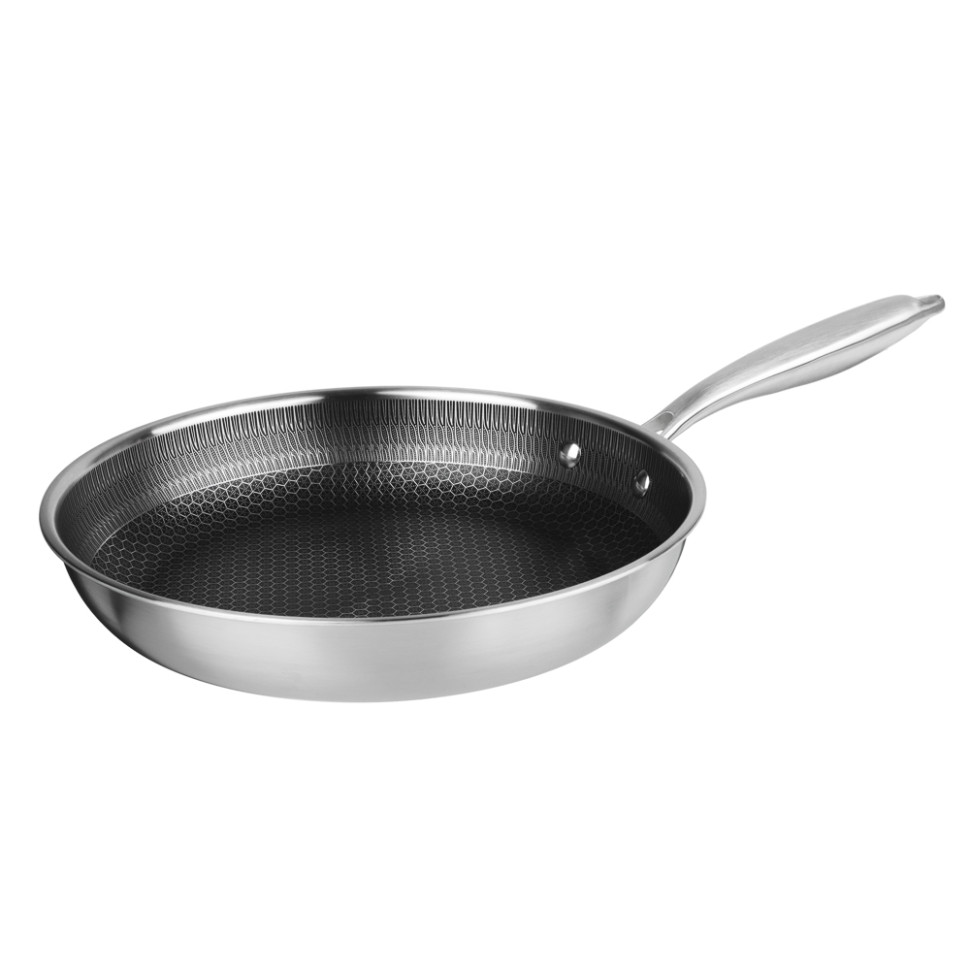 Сковорода SATOSHI Савона Triply 3-х слойная 28х5,3см, нерж.сталь 18/10, антиприг.покр. "соты", инд