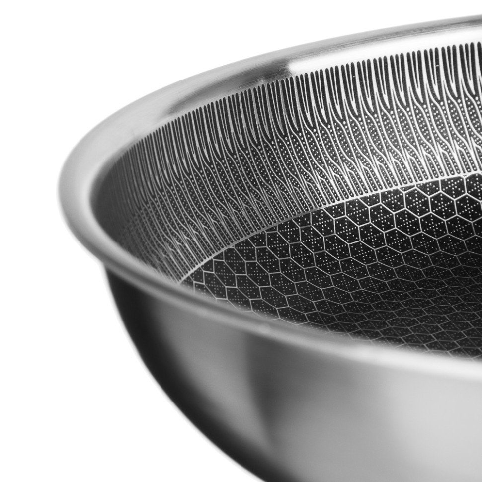 Сковорода SATOSHI Савона Triply 3-х слойная 28х5,3см, нерж.сталь 18/10, антиприг.покр. "соты", инд