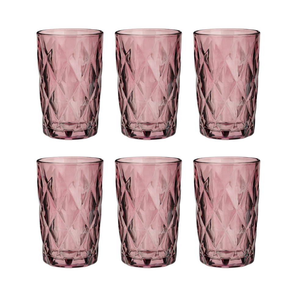 Набор стаканов MILLIMI 6 шт, 350 мл, стекло, бордовый ромб