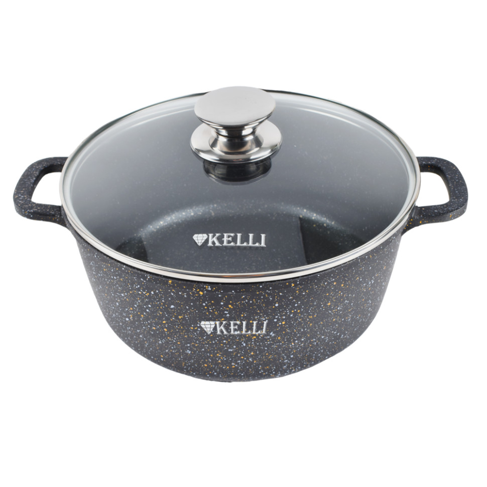 Кастрюля KELLI KL-4092-24, 5.5л, d-24см, алюминий, антипригарное покрытие