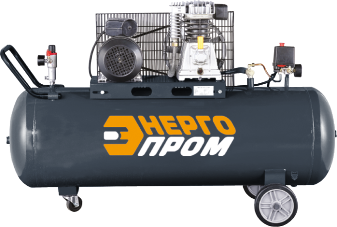 Компрессор воздушный ЭНЕРГОПРОМ КМР-335/100 (2,2кВт, 335 лит/мин, обьем.100л, 8бар) (черный квадра