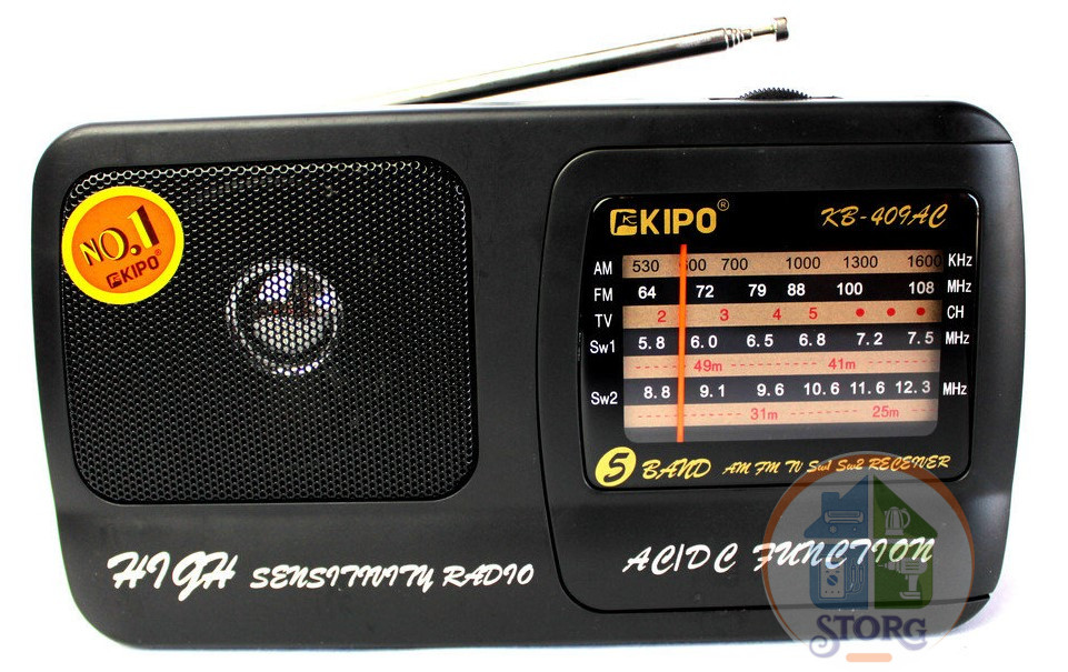 Радиоприемник KIPO-HAIRUN KB-409 ORIGINAL NEW, 198х110х59мм, FM, УКВ, СВ, КВ,от сети и бат.R20, AUX