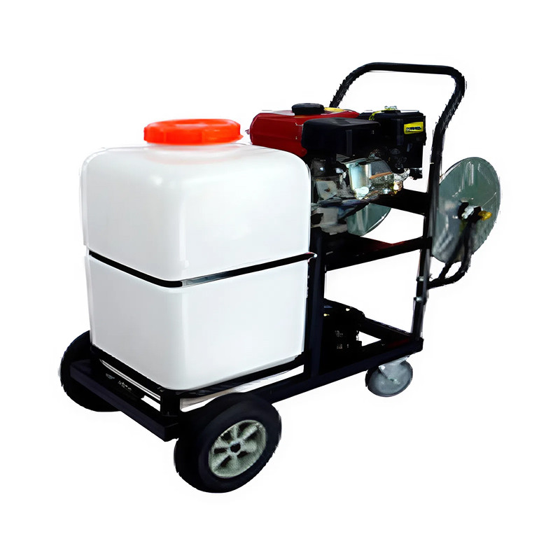 Опрыскиватель бензиновый "Умница" ОБК-60л с катушкой для нагнетающего шланга, на раме с колесами
