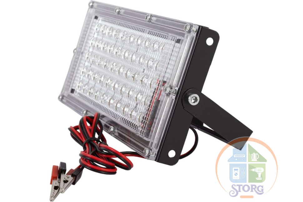 Прожектор GLANZEN FAD-0030-10-12V, низковольтный, с зажимами "крокодил" 10вт, 6500к