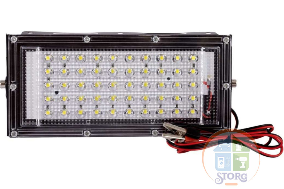 Прожектор GLANZEN FAD-0030-10-12V, низковольтный, с зажимами "крокодил" 10вт, 6500к