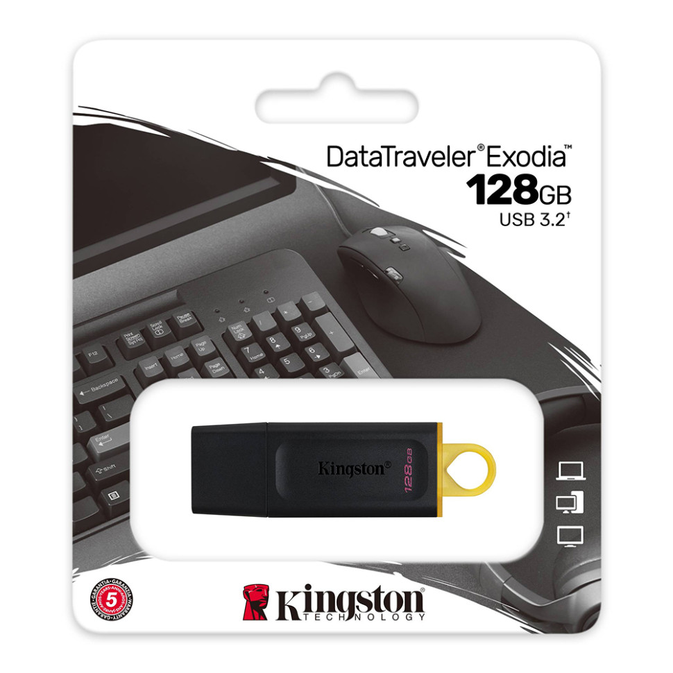 USB флеш-накопитель Kingston DataTraveler Exodia (DTX/128GB), 128Gb, Черный/Желтый