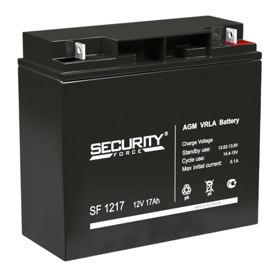 Аккумуляторная батарея для ИБП Delta Security Force SF 1217 (12В, 17Ач, AGM, клем.под болт М5 с гайкой, от −15 до +50 °C)
