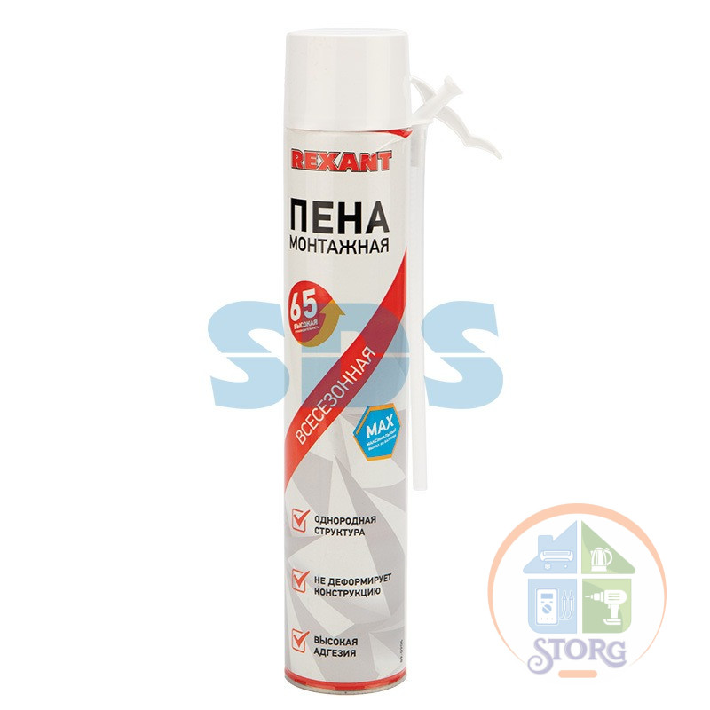 Пена монтажная всесезонная с трубочкой 65 л REXANT max