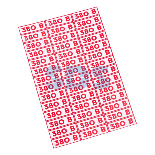 Наклейка знак электробезопасности " 380 В"10*30 мм Rexant (42 шт на листе), 56-0008