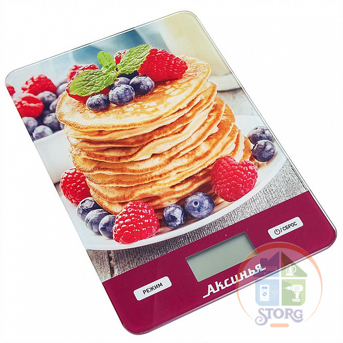 Весы кухонные АКСИНЬЯ КС-6513 "Блинчики", 5кг, тарокомпенсация, дисплей, дел 1г