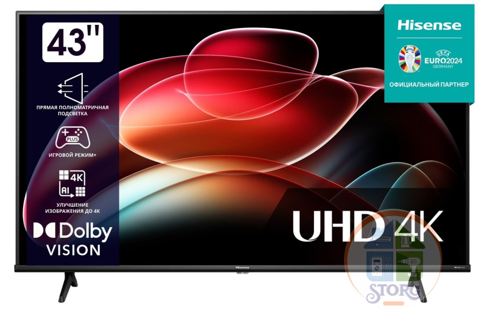 43" Телевизор Hisense 43A6K , SMART TV, DLED, 4K Ultra HD 3840x2160, голос.помощ.Amazon Alexa, Vidaa