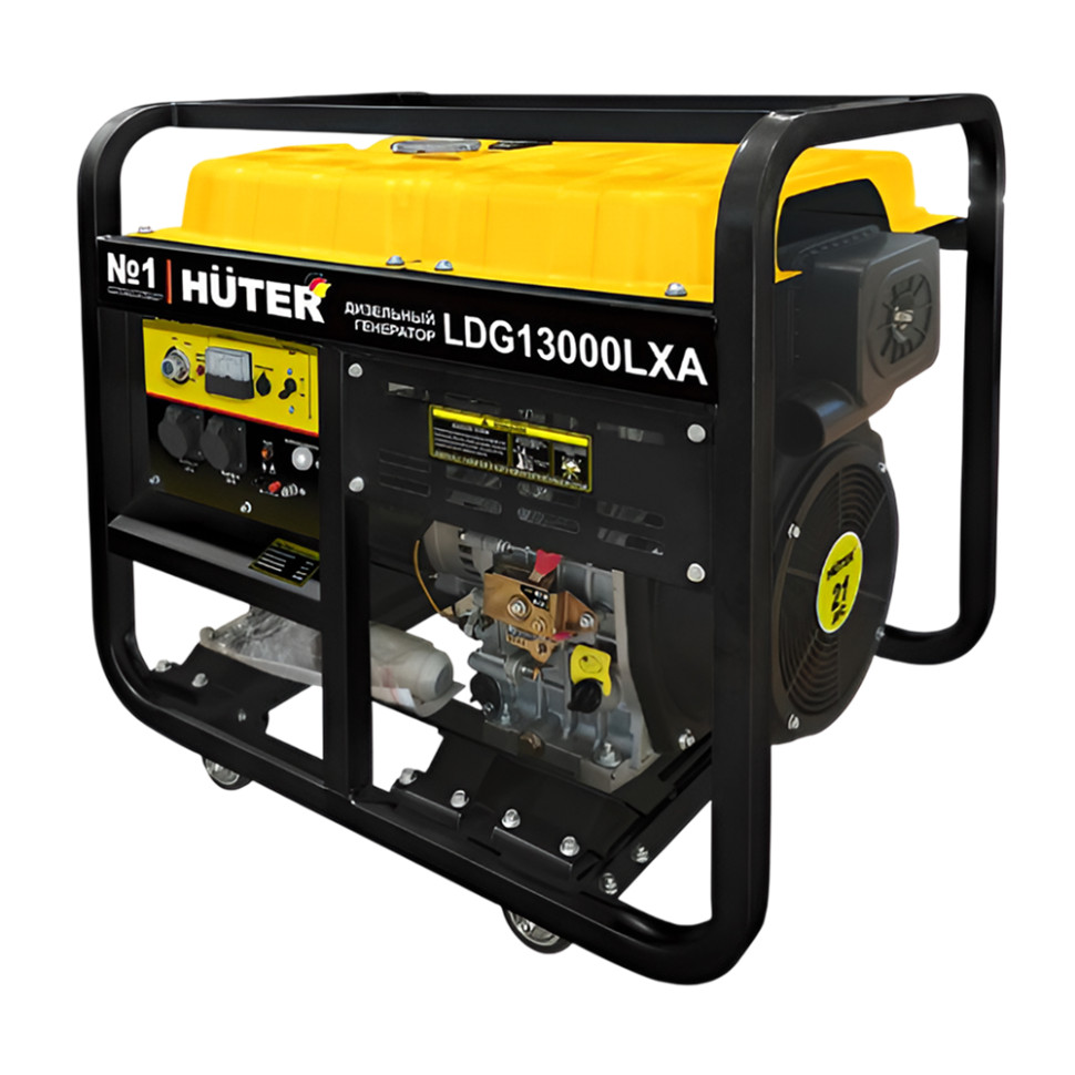 Генератор дизельный Huter LDG 13000LXА (8.5/9.5кВт, 220В, 4-такт., руч./эл.старт, колеса)