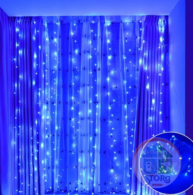 Гирлянда светодиодная S-TORG ШТОРА-ЛЕСКА 150Led 1.5*1.5 USB с пультом (Синяя)60шт/А-118