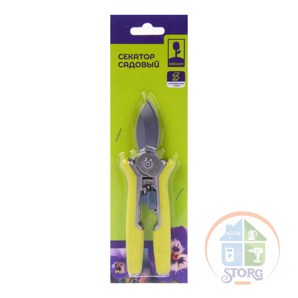 Секатор садовый INBLOOM, 15см, нерж. сталь, оцинк.покрытие, TPR