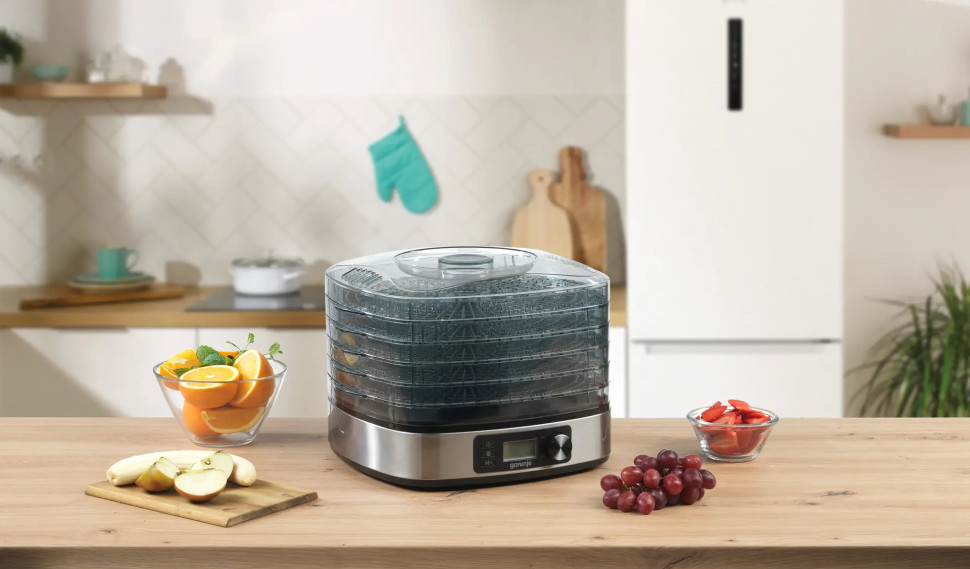 Сушилка для овощей и фруктов Gorenje FDK500DE, 380 Вт, 5 поддонов d-320 мм, таймер Сушилка для овощей и фруктов Gorenje FDK500DE, 380 Вт, 5 поддонов d-320 мм, таймер