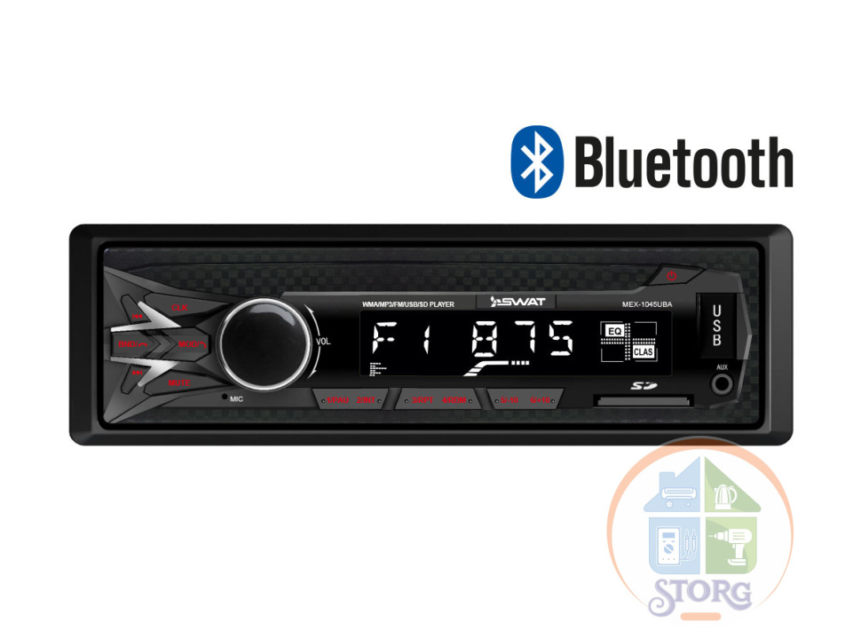 SWAT  MEX-1045UBA/1 din медиа ресивер,4х50 вт, BT, MP3, USB, SD,