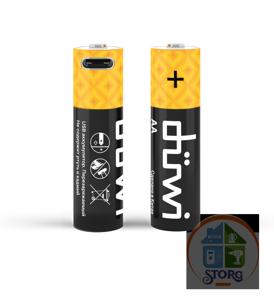 Аккумулятор USB-С, Li-ion, АА, 1,5В, 1800мАч, 4шт, кабель для зарядки, Duwi 62011 2