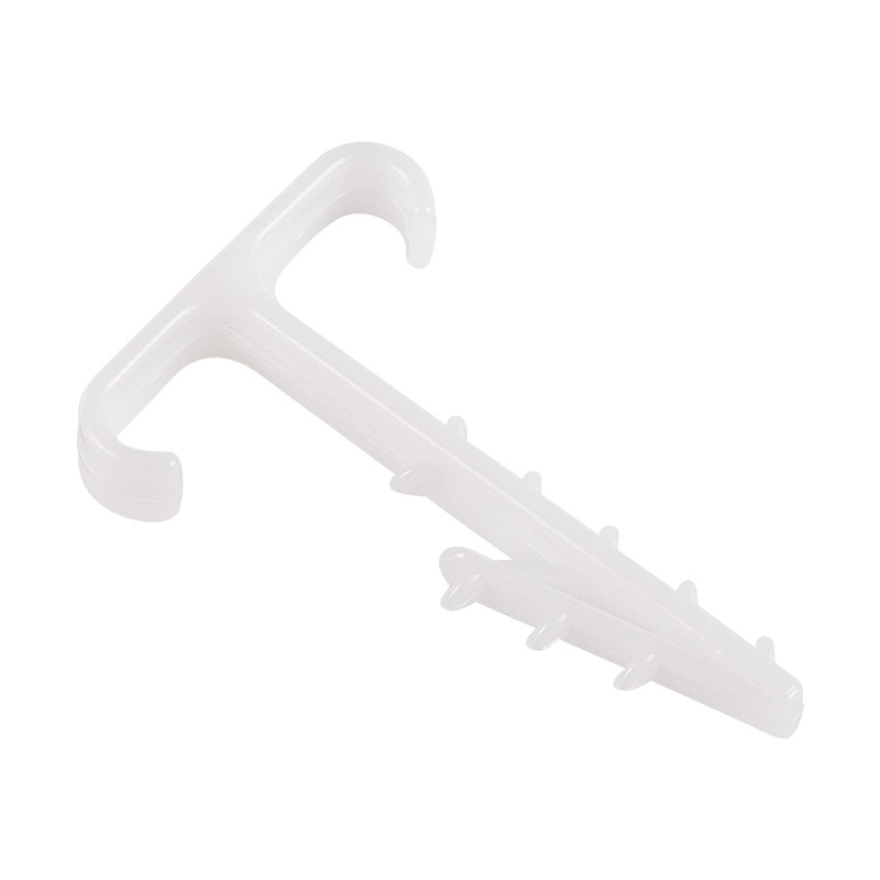 Дюбель-хомут REXANT нейлоновый Т-образный для двух плоских кабелей 2х12 мм, белый (КФ) (100 шт/уп)