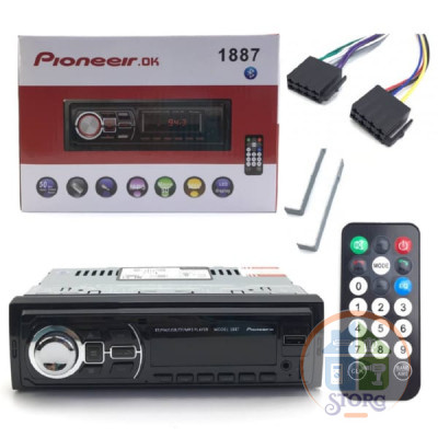 Автомагнитола Pioneeir.ok  LED-1887 1USB/BT/TF/FM/ISO/2RCA