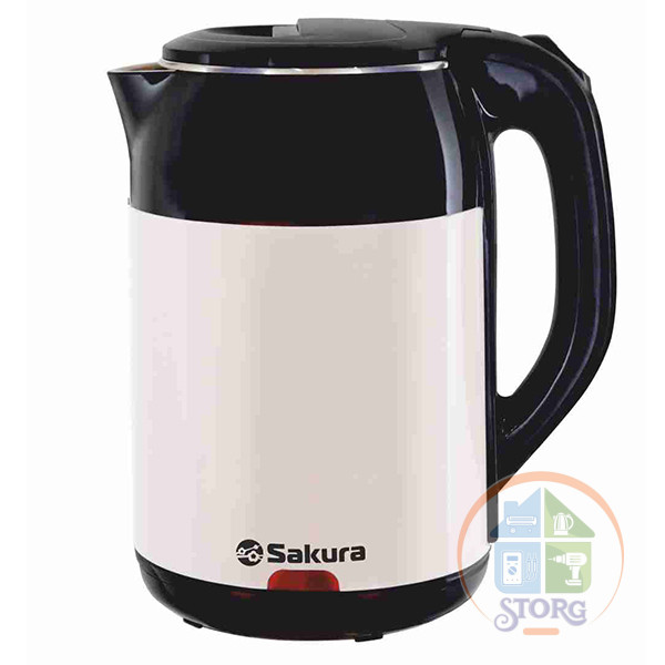 Чайник электрический SAKURA SA-2168BW (Черный/Белый; Объем 1.8л; Мощность 1800Вт;Пластиковый;Диск)