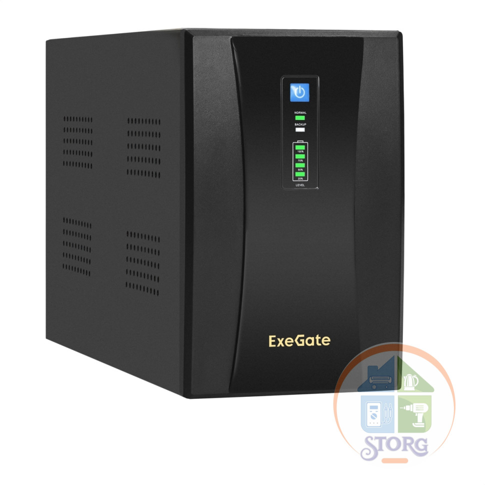 Источник бесперебойного питания ExeGate SpecialPro UNB-2000.LED.AVR.2SH.RJ.USB (2000VA/1200W, 12 мес.гарантия)